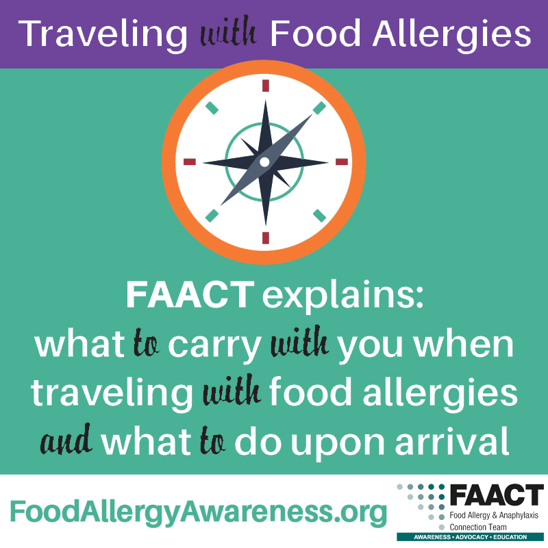 Traveling with Food Allergies poster with compass icon